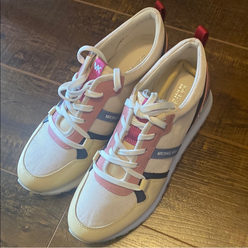 Brand New! Michael Kors Cream and Pink Retro Sneakers
